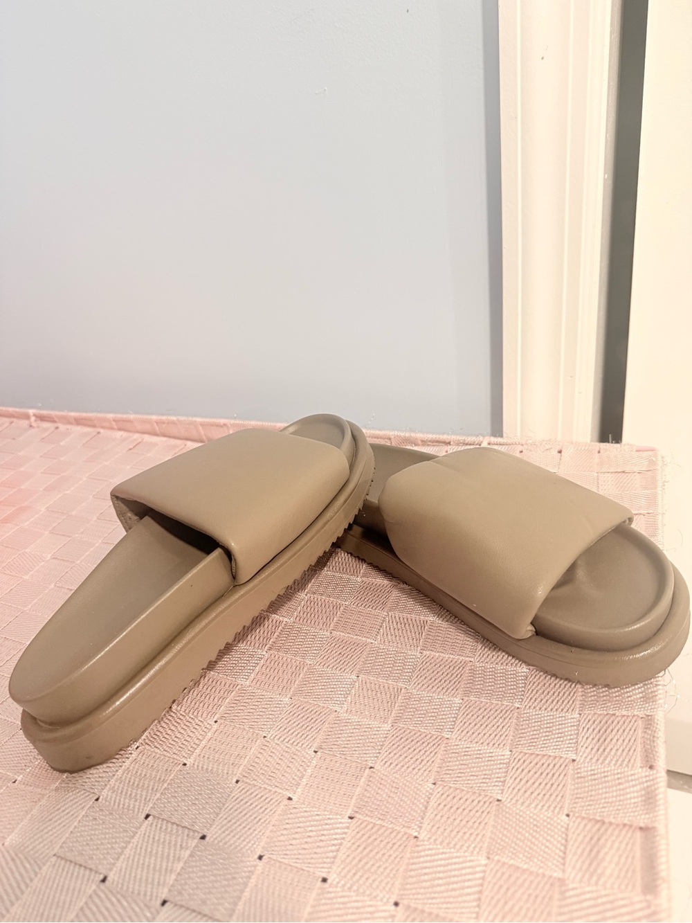 Minimalist Taupe Slide Sandals